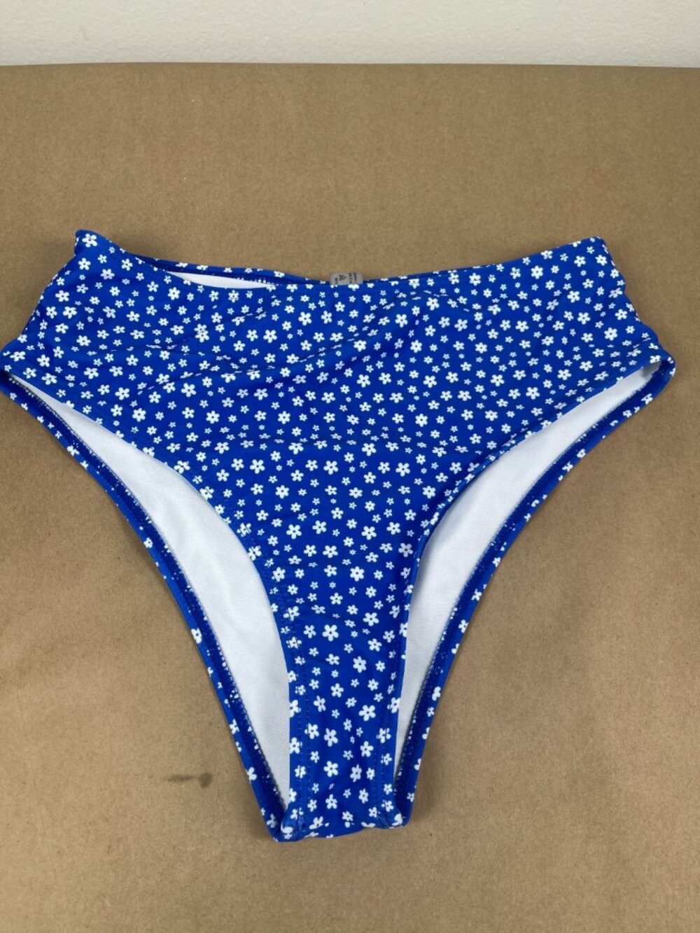 Women's Blue Floral Bikini Bottoms High Cut Swim Bottom Size M